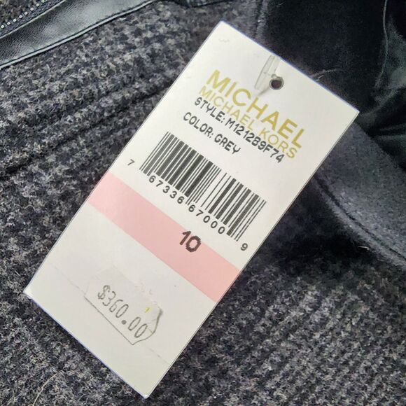 Michael Kors Wool Coat Womens 10 Hooded Pockets NWT $360 Dark Gray - Picture 2 of 14